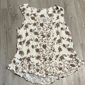 Kismet Sleeveless Floral Blouse - Brown and Cream
